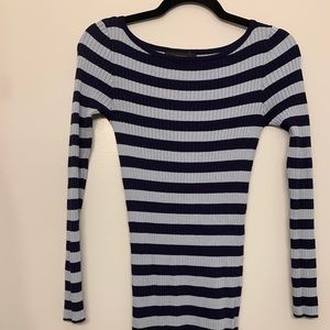 Long sleeve dress. Striped Navy/baby blue